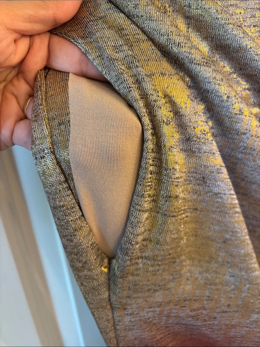 Anthropologie Metallic Gold Ruched Maxi Dress
